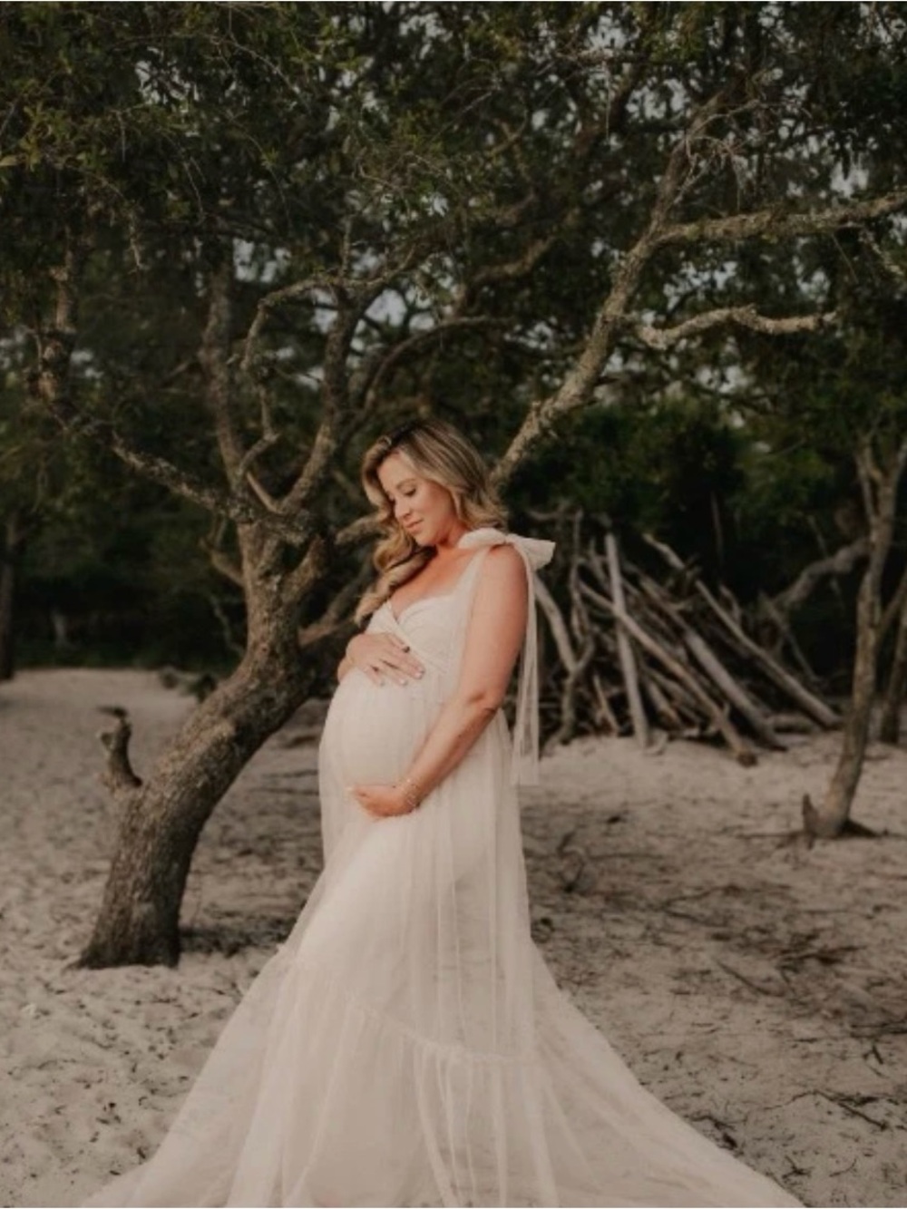 Sheer Maternity Gown in Ivory - Elegant Women Bath & Body Accessory